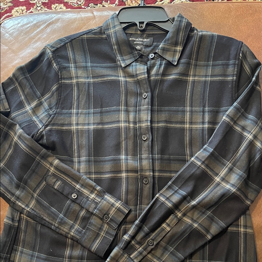 Banana Republic Dark Plaid Button-Down Shirt